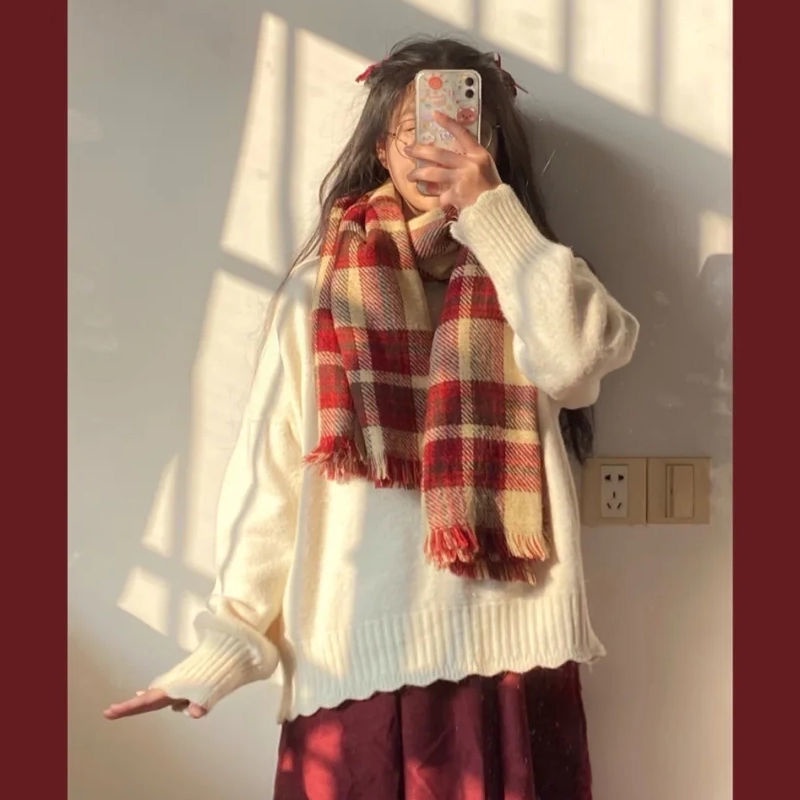 Set áo sweater dáng rộng và chân váy thiết kế phong cách thời trang Hàn Quốc mới xinh xắn cho nữ (Có bán lẻ)