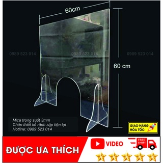 Tấm Chắn Ngăn Giọt Bắn, Che Giọt Bắn,Nước Bọt, Chắn Quầy Thuốc Bằng Mica Kích Thước 60cmx60cm