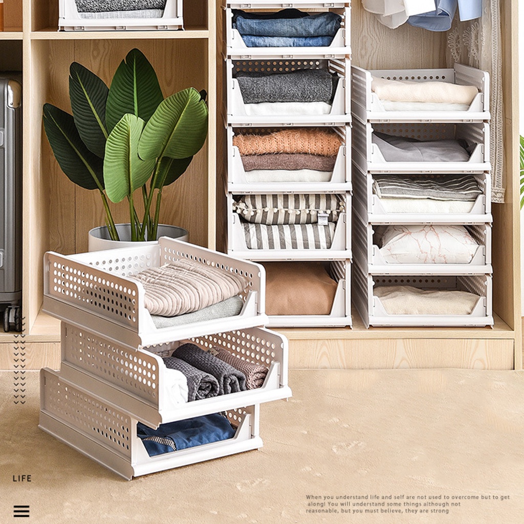 Hàng Sẵn Kệ ngăn kéo phân chia tủ quần áo, đồ dùng gấp gọn nhựa GIÁ 1 ngăn có thể xếp chồng lên nhau【Tennessee052】