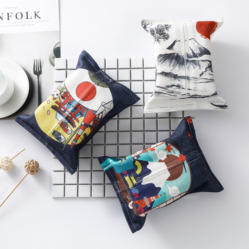 Túi Đựng Khăn Giấy Bằng Vải cotton Và Lanh Thiết Kế Rút Dây Phong Cách Nhật Bản