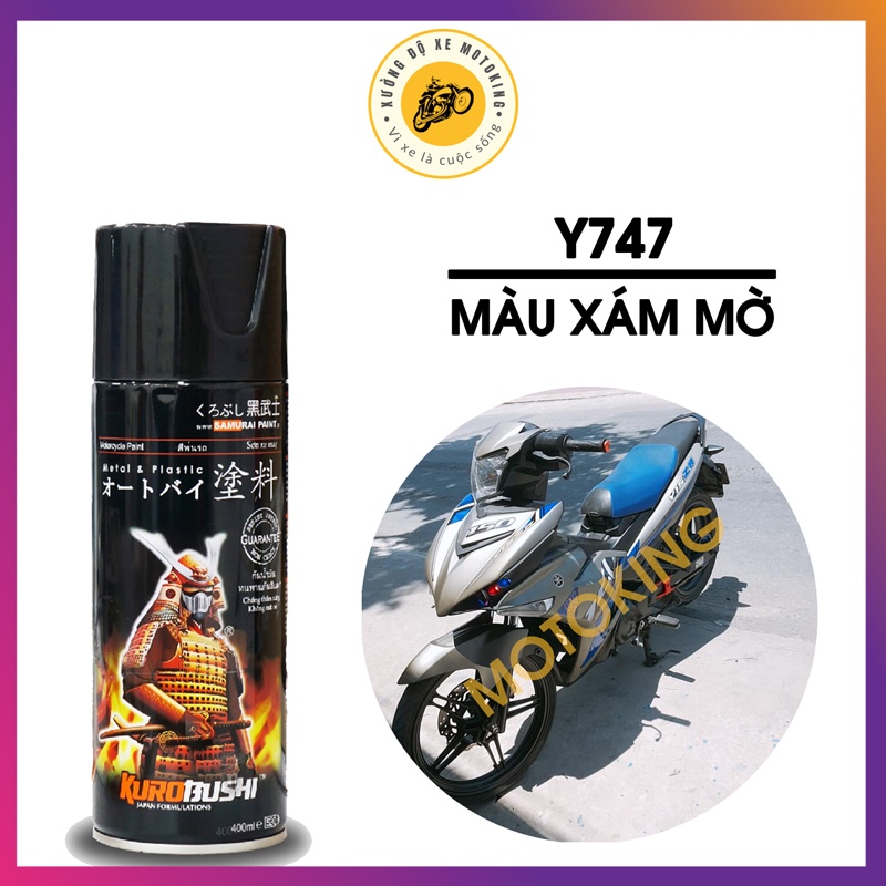 Sơn Samurai màu xám mờ Y747 - chai sơn xịt chuyên dụng dành cho sơn xe máy