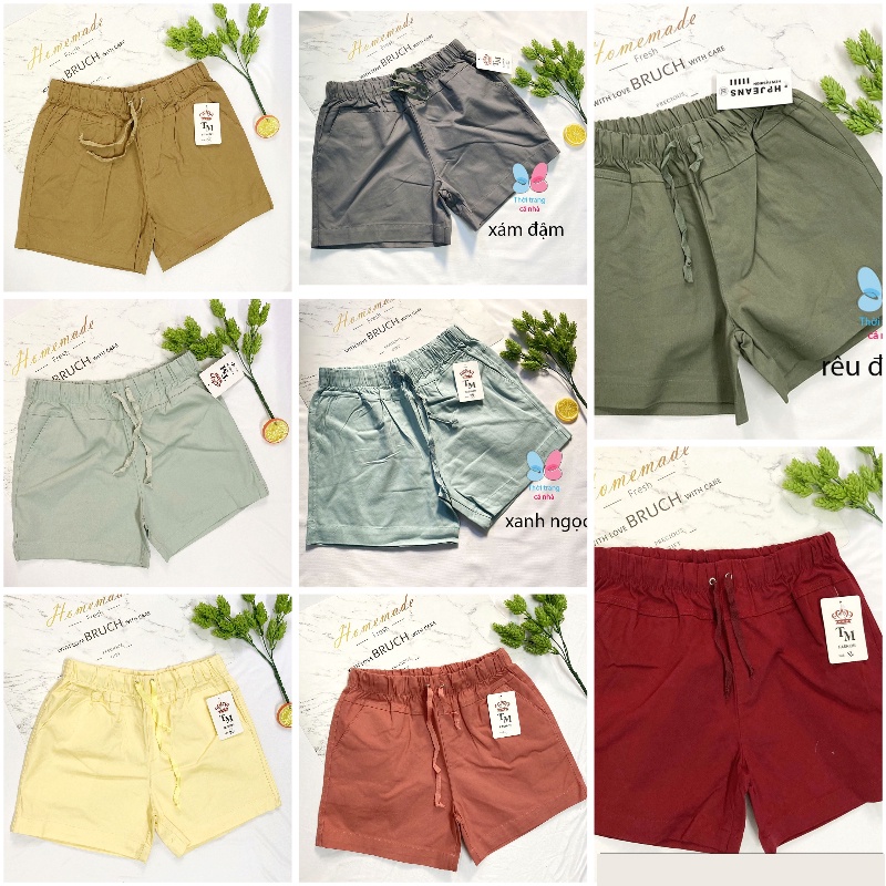 QTM-Quần đùi nữ từ 44-60kg vải kaki tốt có độ giãn - hàng đẹp - lưng thun có dây rút