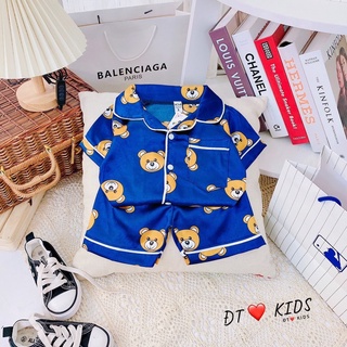 [SET CHO BÉ] Bộ pyjama gấu lụa satin siêu đẹp cho bé