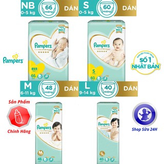 Tã/bỉm dán pampers nhật bản size nb66/s60+4/m48/l40