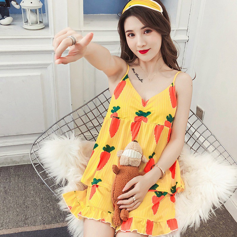 Set Đồ Ngủ Áo Dây Sát Nách+Quần Ngắn Cho Nữ