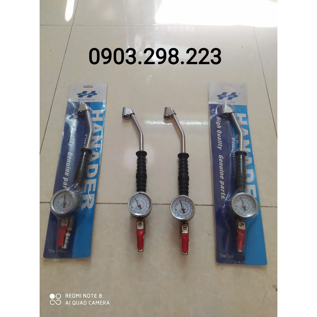 Tay bơm lốp cong 2 đầu - tay bơm lốp