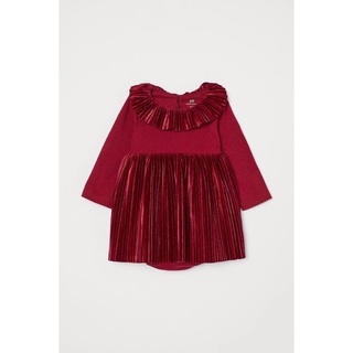 Body váy nhung đỏ h&m sz 0-9m