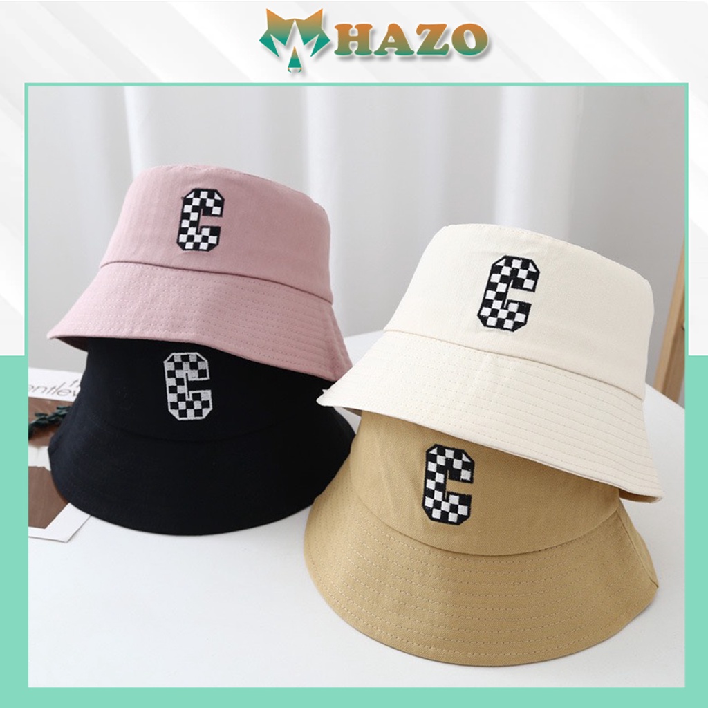 Mũ Bucket Trơn Nón Tai Bèo Vành Cụp Chữ C Viền Caro 467 Nhiều Màu Sắc Ulzzang Form Unisex Nam Nữ - Hazo