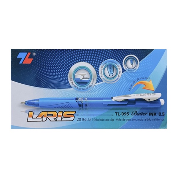 Hộp 20 Bút Bi Thiên Long Laris 0.5mm TL-095 - Mực Xanh