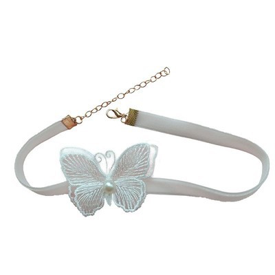 Phong cách Hàn Quốc cổ tích rung màu trắng ren bướm Vòng cổ nữ tính khí linh hoạt dây đeo cổ trang sức cổ