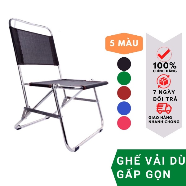 GHẾ XẾP INOX VẢI DÙ cho quán Trà Chanh, Cafe, vỉa hè, Câu Cá