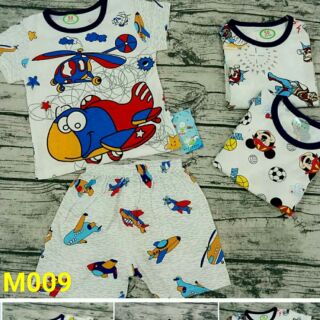 Combo 3 bộ ngắn tay bé trai cotton quảng châu xuất hàn size 50