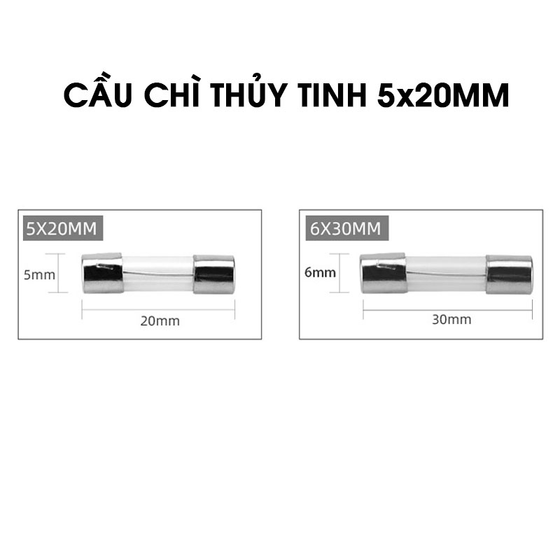 Bộ 10 Cầu Chì Bảo Vệ 250V Kích thước 5x20mm Các Loại