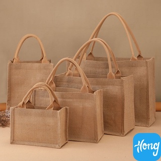 Túi MUJI đựng hộp cơm trưa xách tay chất liệu cói phối lanh chống thấm nước tiện dụng cho nữ