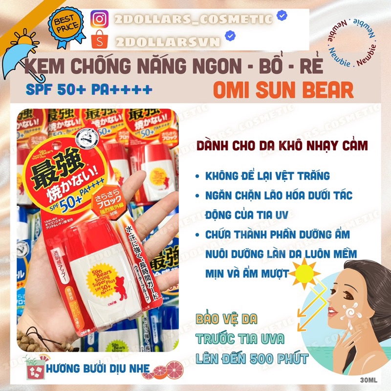 Kem Chống Nắng Omi Sun Bear SPF 50+