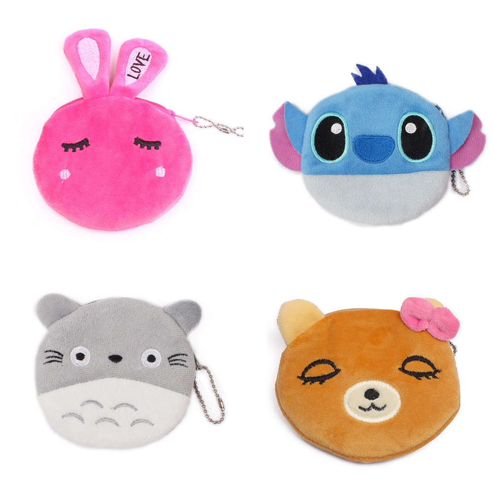 Ví Bông Nhỏ Đựng Tiền Xu Họa Tiết Hoạt Hình Dễ Thương Cho Nữ