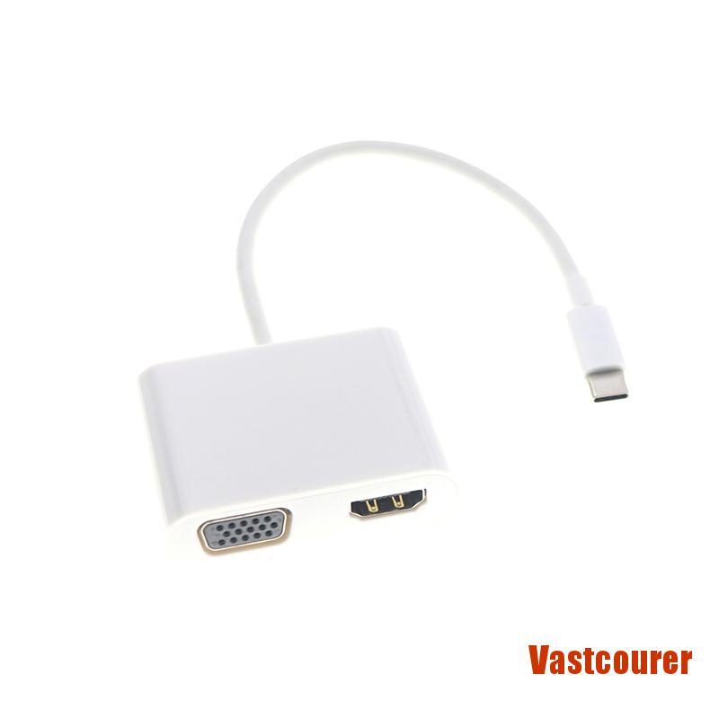 VAcour 2 IN 1 Type-C USB C to Female HUB HDMI VGA Cable Connector Display Adapter