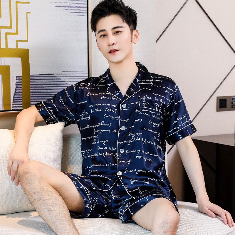 Đồ bộ pyjama mặc nhà cho nam lụa bóng cao cấp (video+ảnh thật)