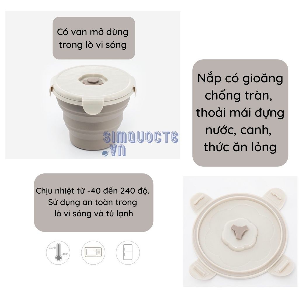 Hộp đựng cơm chia ngăn có thể gấp gọn silicone BPA-Free của Xiaomi Jordan&amp;Judy