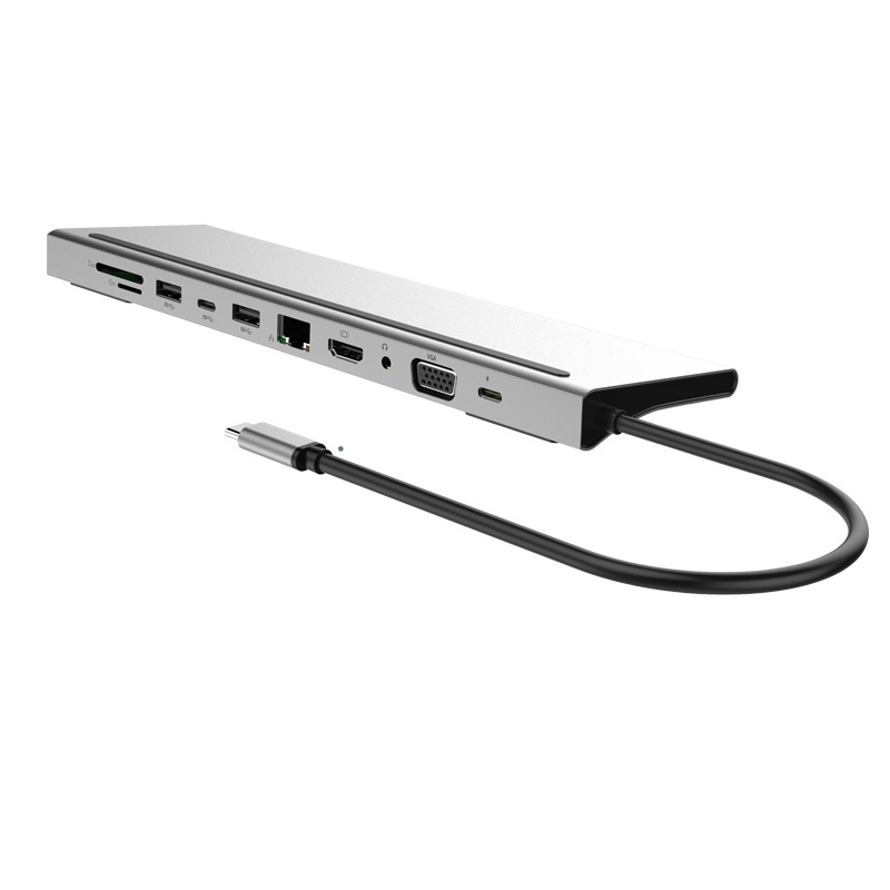 Hub USB C ra 11 cổng dùng cho laptop táo Pro,kiêm đế tản nhiệt nhôm cao cấp - Hồ Phạm