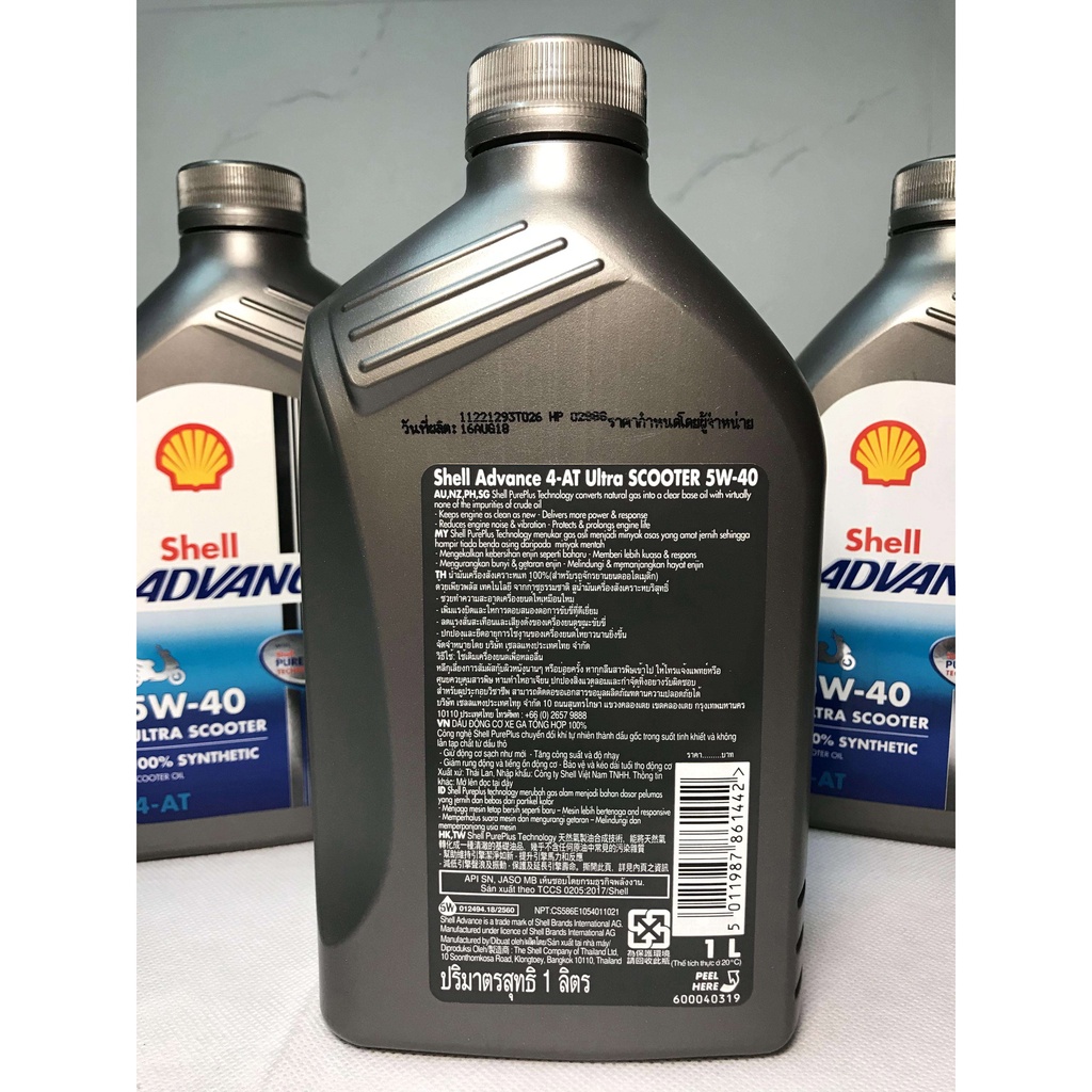 Shell Châu Á - Nhớt Shell Advance Ultra 10W-40 Made in Thailand - Shell Châu Á - Tem 2 Lớp chính hãng