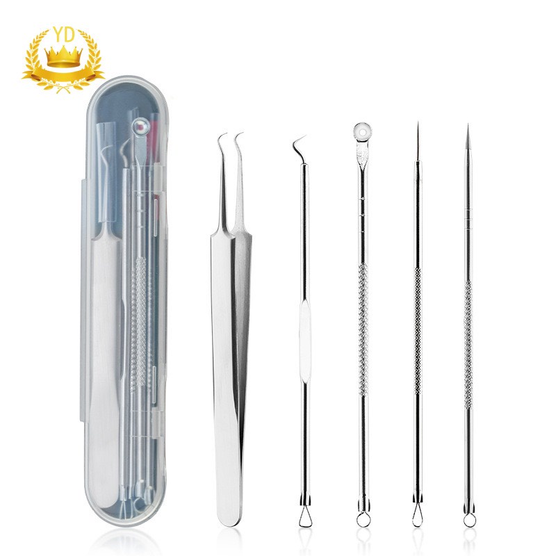 Dụng Cụ Lấy Mụn, Bộ 5 Món Lấy Mụn Đầu Đen - Mụn Bọc - Trứng Cá Làm Đẹp Chuyên Dụng Tiện Lợi