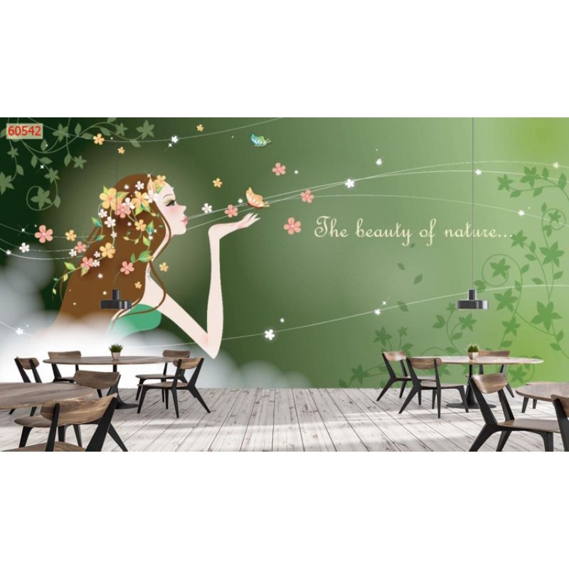 Tranh dán tường 3D decor quán trà sữa trà chanh ăn vặt đẹp độc lạ