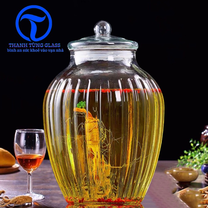 Bình Ngâm Rượu Thủy Tinh bí Sọc .10 Lít Không Van & có van