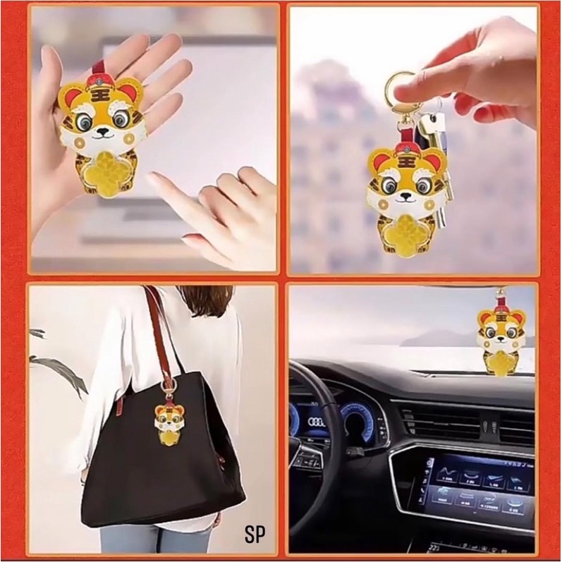 Móc treo hổ thần tài mạ vàng 9999 mang lại may mắn cho năm 2022