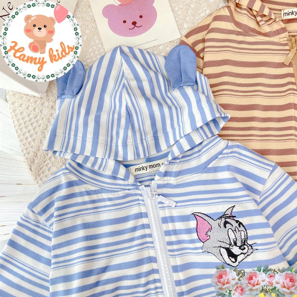 Áo Khoác Trẻ Em Minky Mom Chính Hãng Vải Thun Lạnh Sọc Dệt Hoạt Hình Thoáng Mát Cho Bé Từ 0-5 Tuổi Dưới 20kg - Hamykids