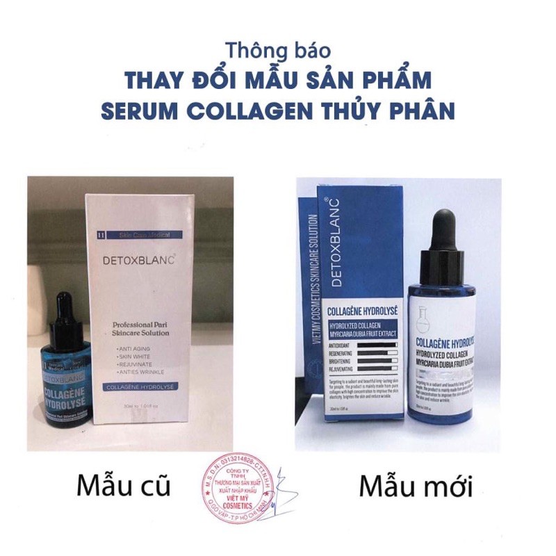 SERUM COLLAGEN THUỶ PHÂN SIÊU DƯỠNG TRẮNG - SẠCH ĐẦU ĐEN DETOX BLANC (cam kết CHUẨN)