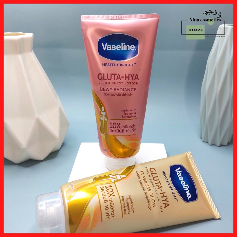 Vaseline 10X Trắng Da Chai Vàng Gluta-Hya Dùng Ngày 330ml Thái Lan