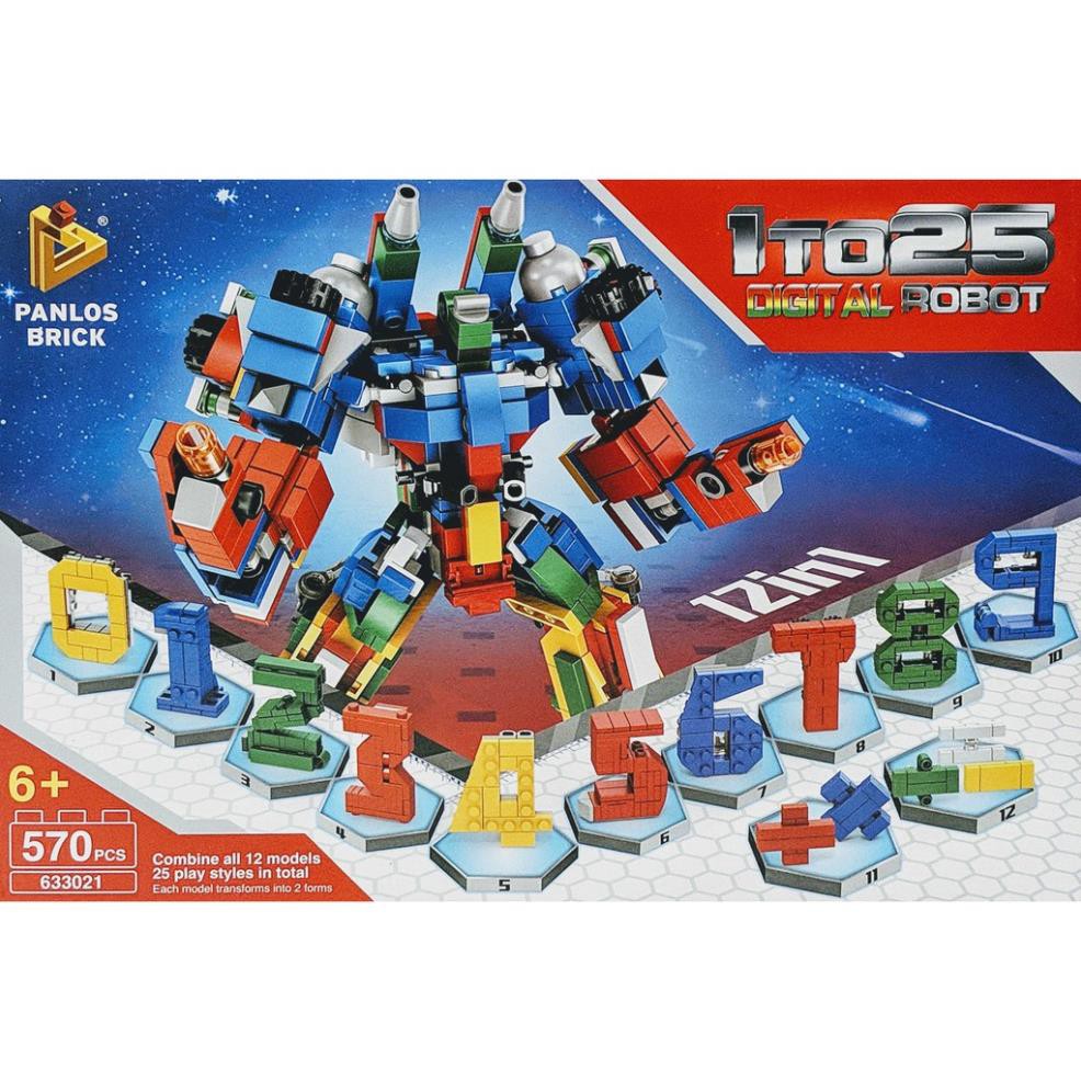 Bộ LEGO 12 trong 1 - 570 miếng ghép - Lắp ráp Robot biến hình và 12 chữ số