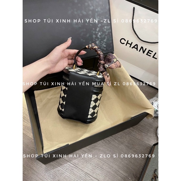 túi trụ tròn cặp lồng đeo chéo ô trám kiểu dáng hàn quốc, đi chơi đi tiệc siêu xinh