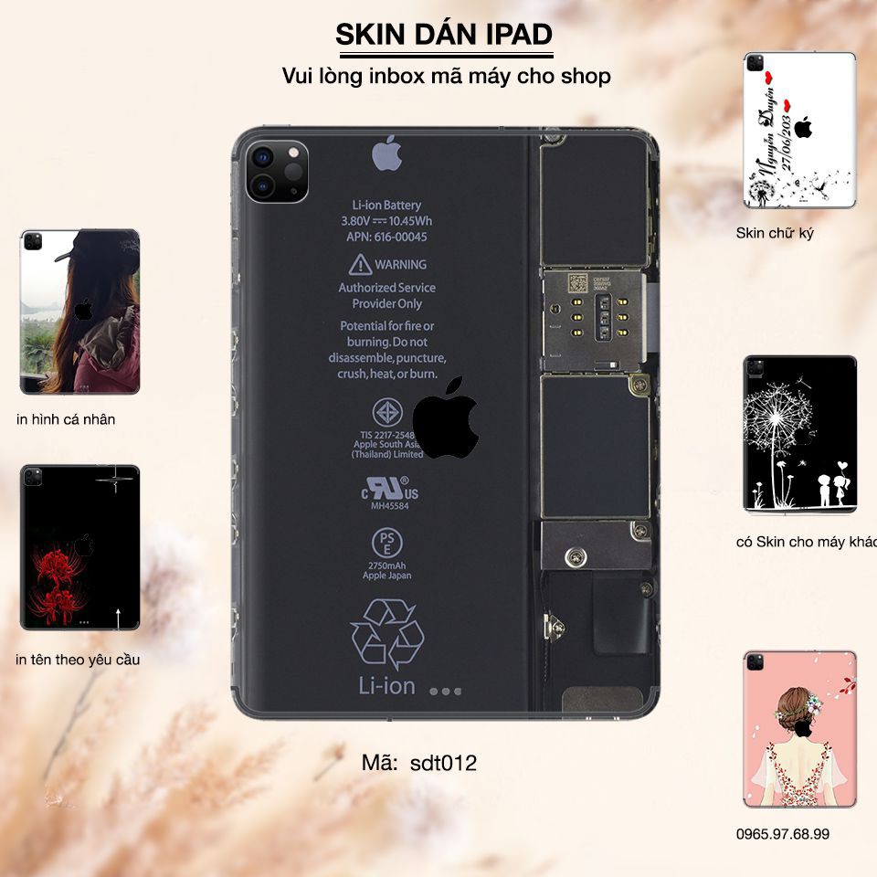 Skin dán iPad in hình ip trong suốt - tsdt012 (inbox mã máy cho Shop)