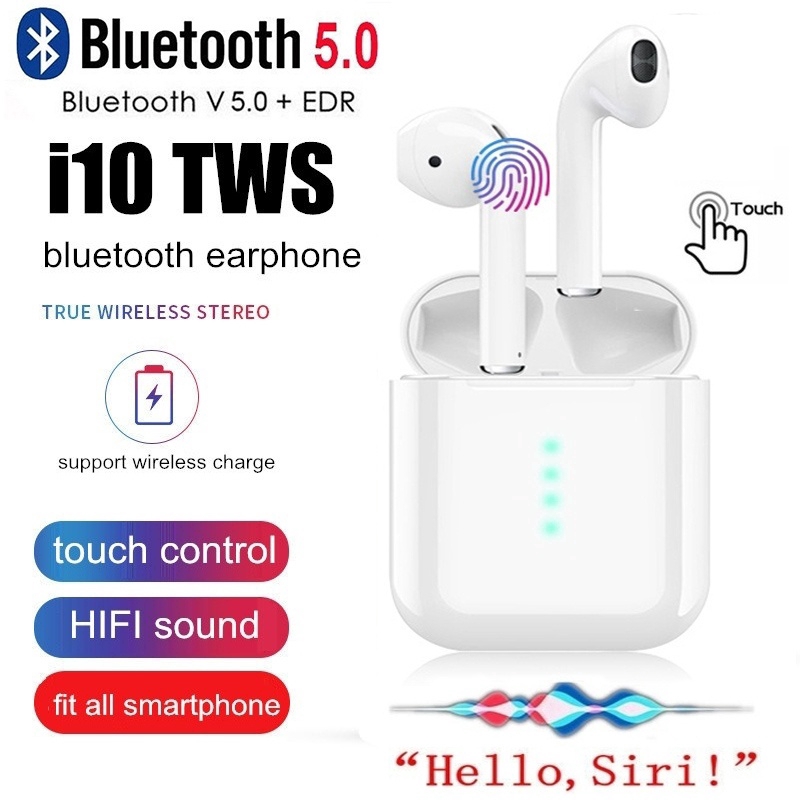 I10s TWS Bluetooth 5.0 Touch Control Noise Cancelling Headphone Mini Headset with 400mah Charging Box