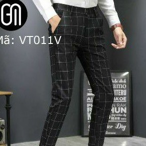 Quần Tây Caro dài nam thời trang vải cotton co giãn 2 chiều ko ra màu ,ko xù lông