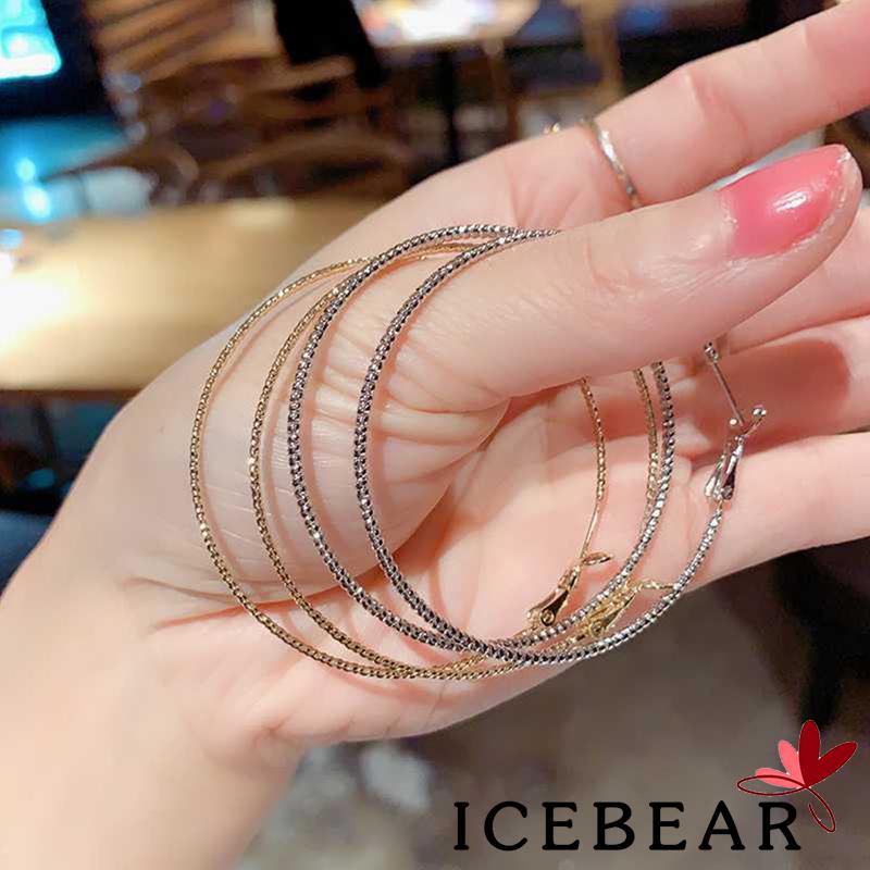 Đôi khuyên tai hình tròn lớn màu sắc thời trang cho nữ