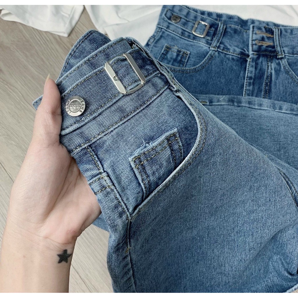 Quần shorts jeans nữ ống suông lửng cạp may cách điệu thương hiệu Aldore MSHA6