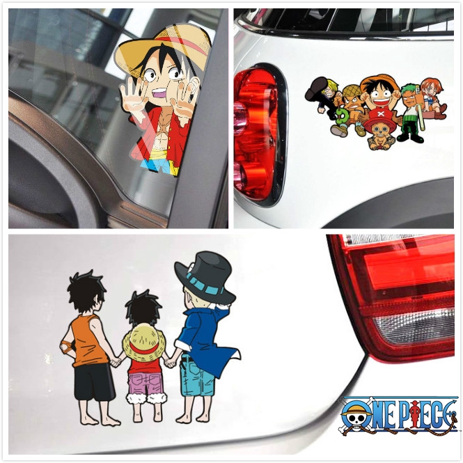 Miếng Dán Trang Trí Cửa Sổ Xe Hơi / Xe Máy Hình One Piece Luffy Zoro Vui Nhộn Chống Thấm Nước