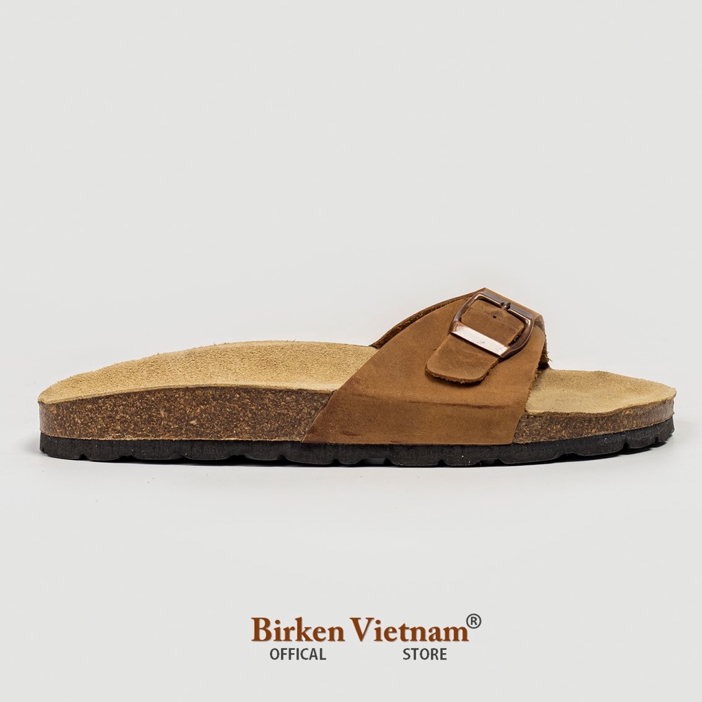 Mã D08 DÉP DA BÒ Đế Trấu Quai Đơn Unisex Birken Vietnam Bioline