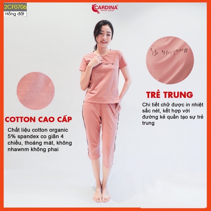 Đồ bộ nữ CARDINA chất Cotton cao cấp áo cộc tay quần ngố kiểu dáng trẻ trung năng động