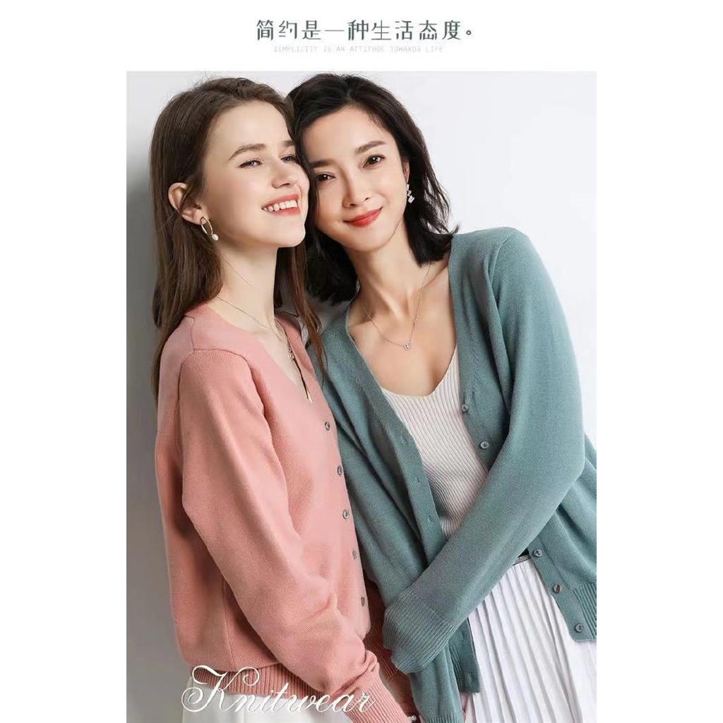 Áo khoác cardigan len dệt kim cổ chữ V size lớn phong cách Hàn Quốc thời trang thu đông dành cho nữ | BigBuy360 - bigbuy360.vn