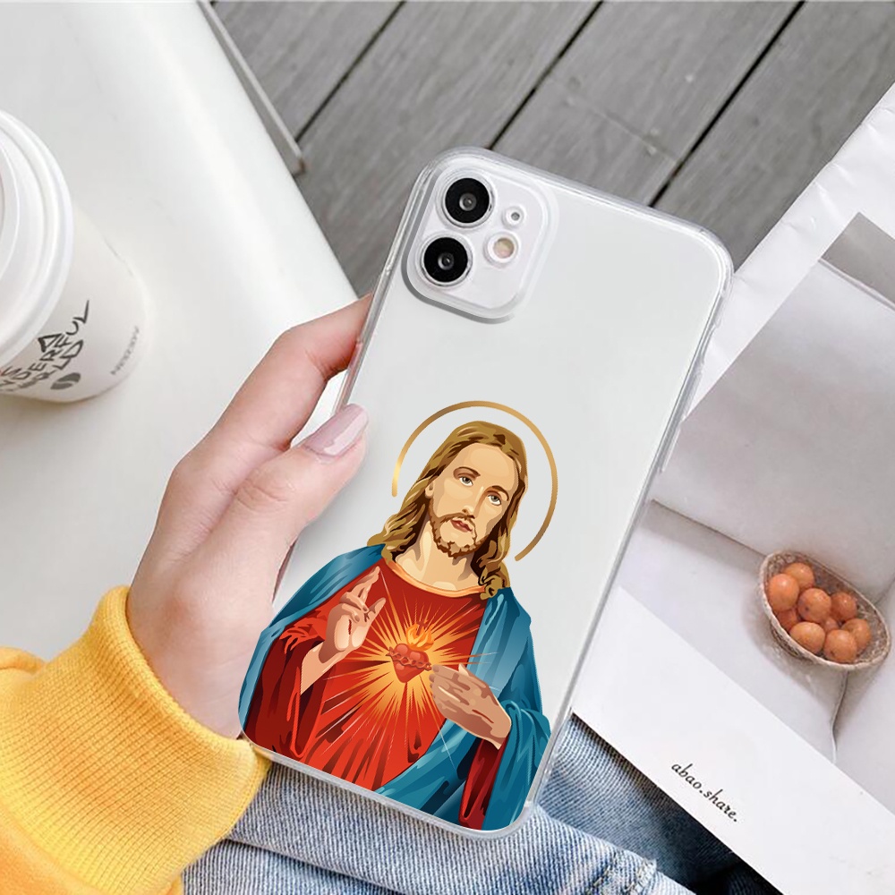 Ốp Điện Thoại Trong Suốt In Hình Chúa Jesus Cho iphone 6 / 6s 7 plus X XS XR XSMax 11pro 12 pro 13 promax