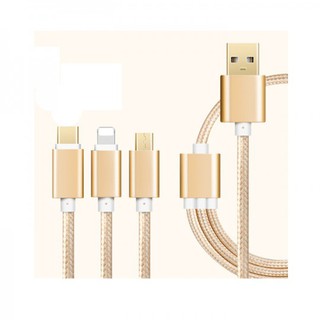 [Xả Kho]- Cáp sạc 3 đầu bọc dù dài 1,2m (microUSB + lightning + Type-C )