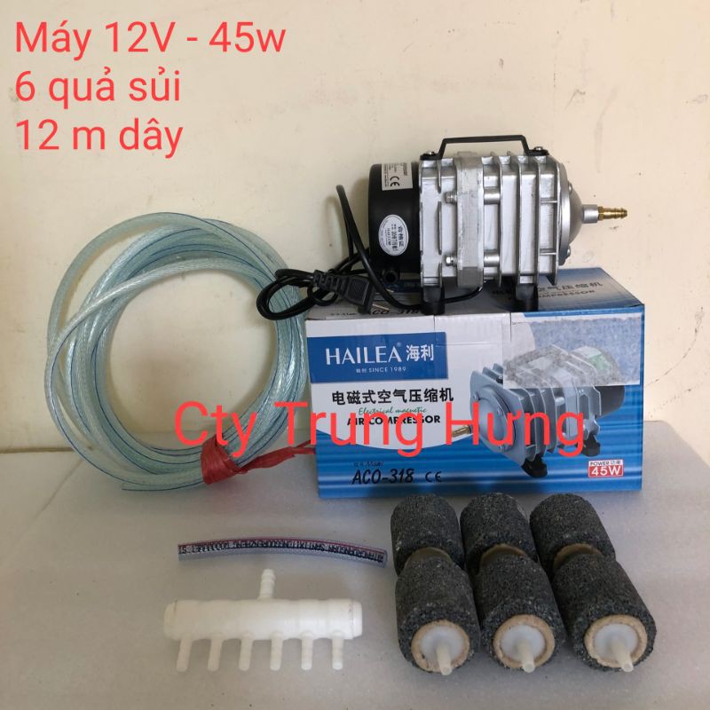 Máy sục sủi thổi khí oxy Hailea 220V-45w + 6 quả sủi + 12m dây.