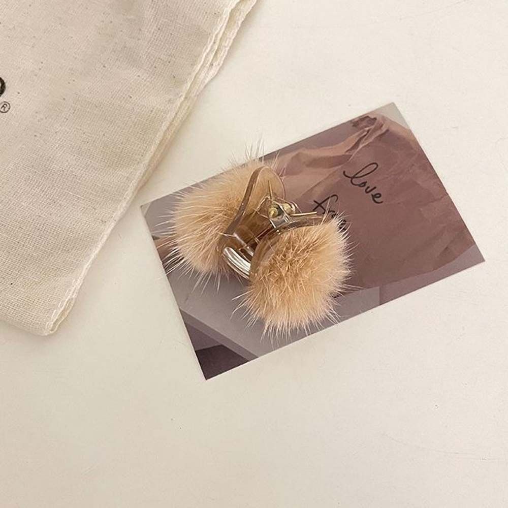 NEEDWAY Kẹp tóc hỗ trợ rửa mặt mini lông chồn hình học Hàn Quốc ngọt ngào có giá đỡ đuôi ngựa nhiều màu sắc cho nữ