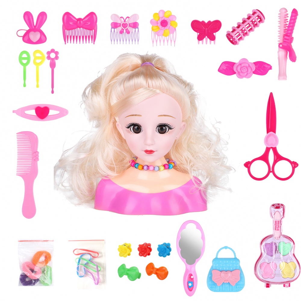 Bộ 25 món đồ chơi làm tóc trang điểm búp bê không độc hại giặt được cho bé gái