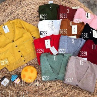 ÁO LEN KHUY CỔ V CÚC CÀI