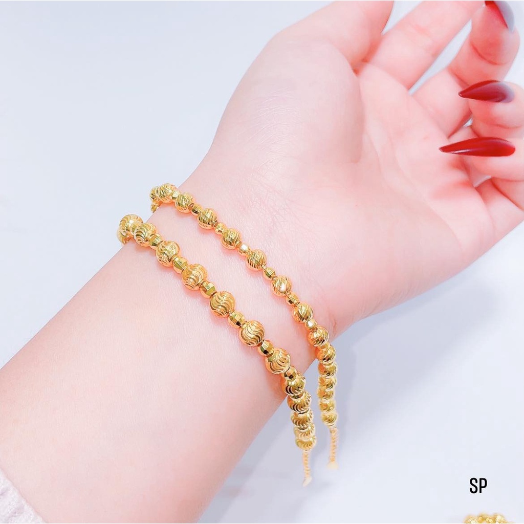Lắc tay nữ, vòng tay bi bạc nguyên chất 9999 xi mạ vàng MST230N110